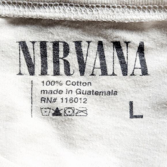 Nirvana Smiley Face Band Tee White Graphic L Grunge Graphics - Picture 5 of 5